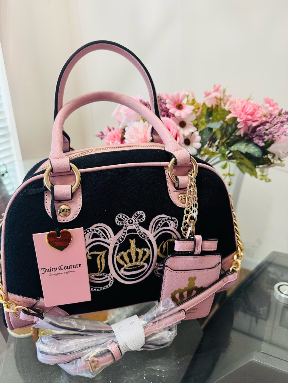 NWT Juicy Couture Lovers Club Velour Bowler Bag